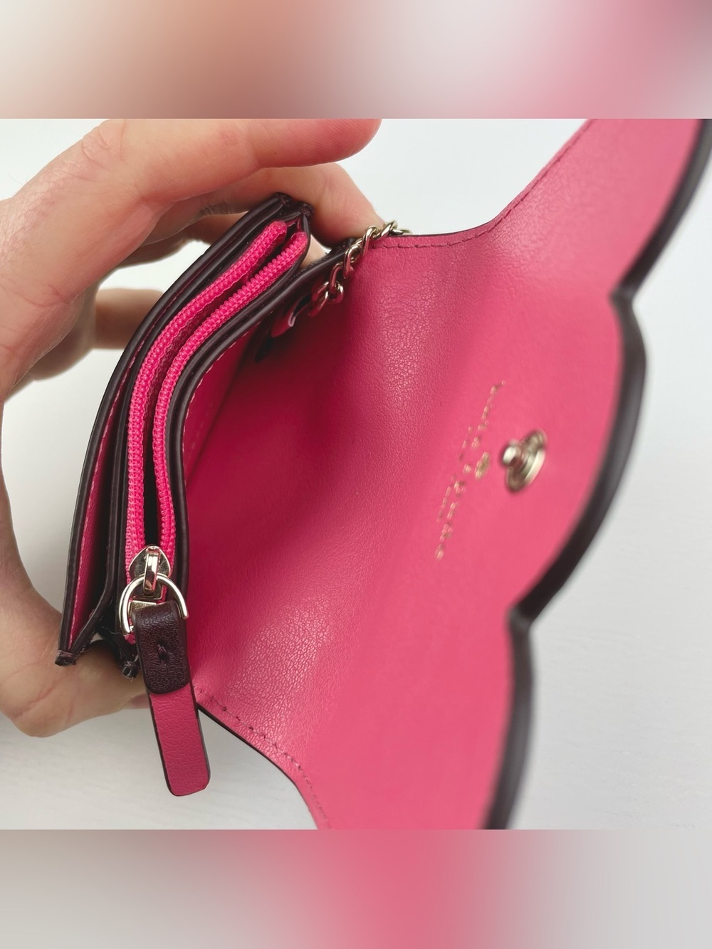 kate spade New York Plum Gemma Scalloped Card Mini Wallet w/ Key Ring ID Window - Picture 15 of 15